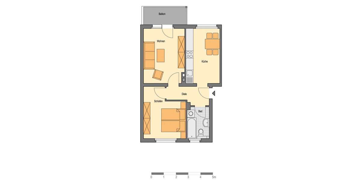 Etagenwohnung Düsseldorf Bilk - 2 Zimmer, 57 m&sup2;, 552&euro; | Angebot:27036991