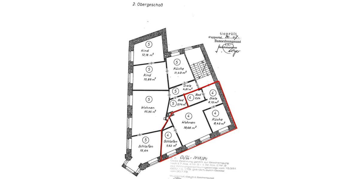 Etagenwohnung Wuppertal Barmen - 5 Zimmer, 113 m&sup2;, 275.000&euro; | Angebot:27283105