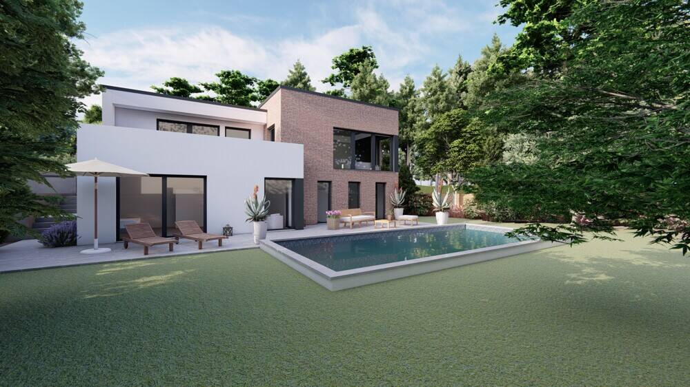 Architektenvilla am Waldrand - Bauhausbungalow mit Dachterrasse, Doppelgarage und exklusiver Privatsphäre - Villa Bensberg Bensberg | Angebot:26503181