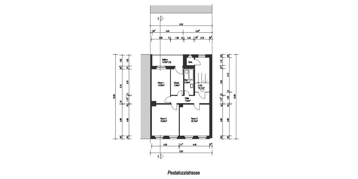 Etagenwohnung Wuppertal Arrenberg - 3 Zimmer, 80 m&sup2;, 910&euro; | Angebot:24749239