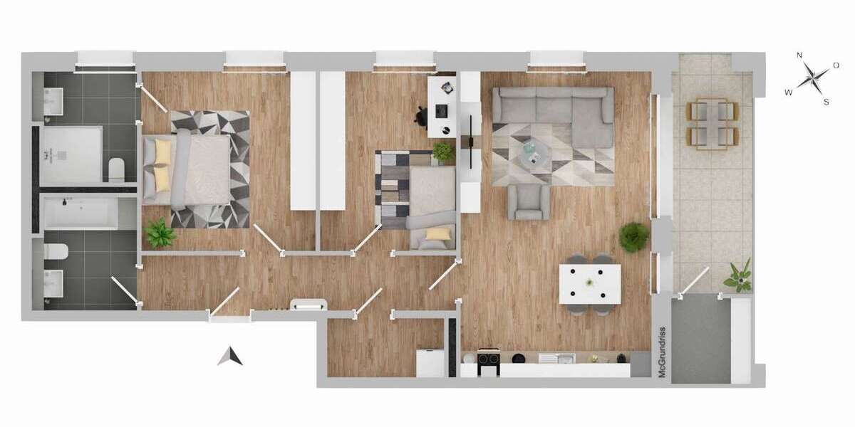 Etagenwohnung Dormagen Sankt Peter - 3 Zimmer, 83 m&sup2;, 1.075&euro; | Angebot:26613248