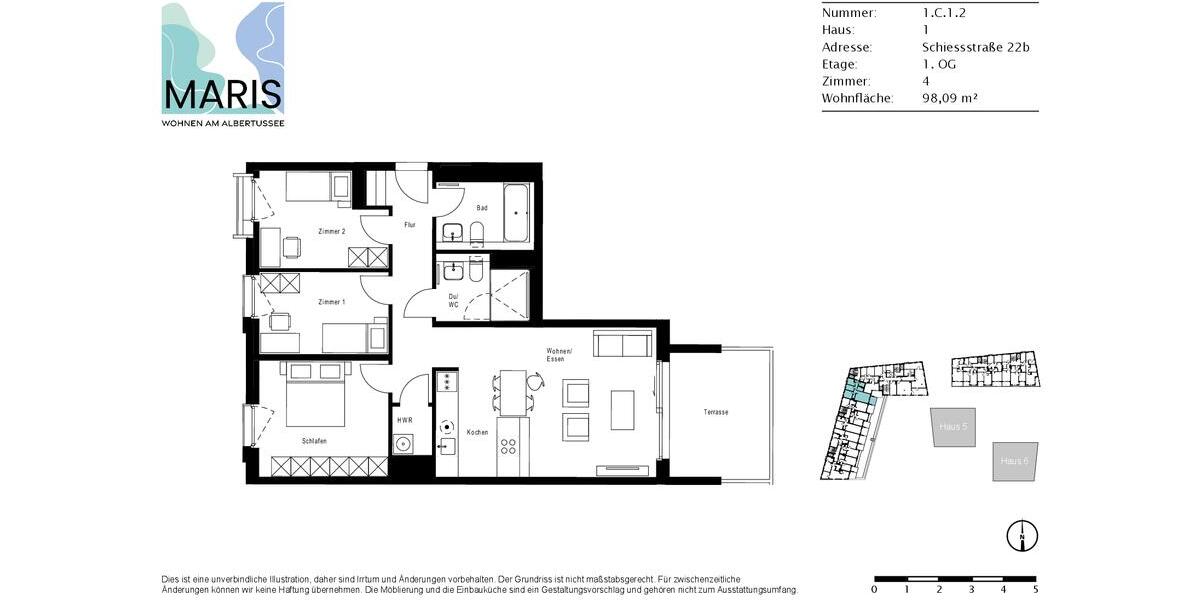 Etagenwohnung Düsseldorf Heerdt - 4 Zimmer, 98 m&sup2;, 1.570&euro; | Angebot:22940540
