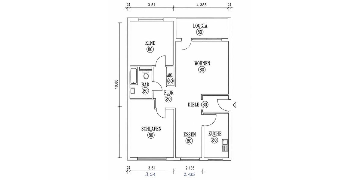 Etagenwohnung Velbert Langenberg - 3 Zimmer, 77 m&sup2;, 1.100&euro; | Angebot:27600464