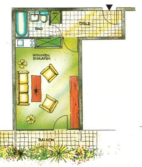Etagenwohnung Mettmann - 1 Zimmer, 37 m&sup2;, 480&euro; | Angebot:27569824