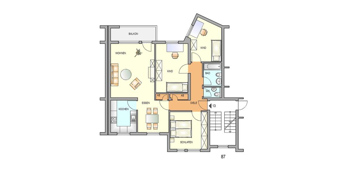 Etagenwohnung Remscheid Reinshagen - 4 Zimmer, 95 m&sup2;, 488&euro; | Angebot:26277962