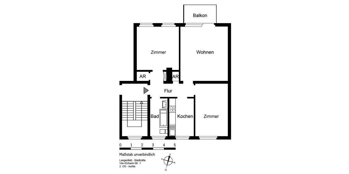 Etagenwohnung Langenfeld (Rheinland) - 3 Zimmer, 71 m&sup2;, 774&euro; | Angebot:26694937