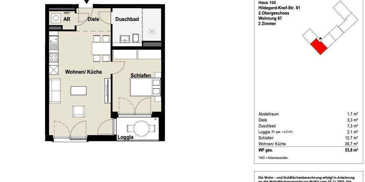 Etagenwohnung Düsseldorf Heerdt - 2 Zimmer, 54 m&sup2;, 1.150&euro; | Angebot:24778060