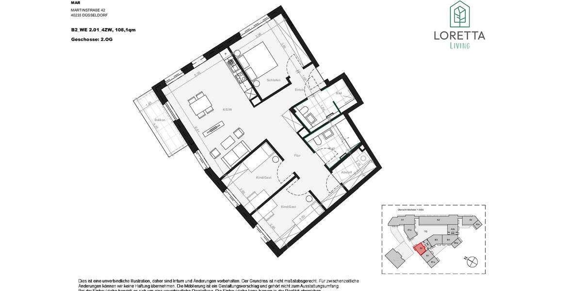 Etagenwohnung Düsseldorf Stadtbezirk 3 - 4 Zimmer, 108 m&sup2;, 2.070&euro; | Angebot:24877614