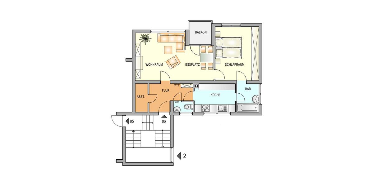Etagenwohnung Remscheid Gemarkung Bergisch Born - 2 Zimmer, 62 m&sup2;, 437&euro; | Angebot:24769115