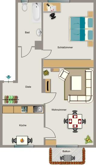 Bei VIVAWEST die Sonnenstrahlen auf dem eigenen Balkon genießen. zimmer