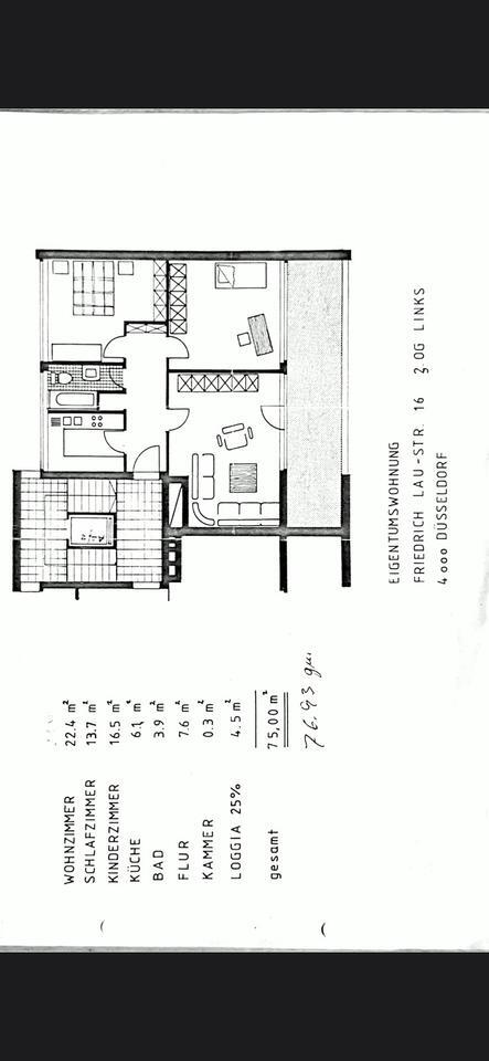 Schöne 3-Zimmer-Wohnung mit großem Balkon in Düsseldorf