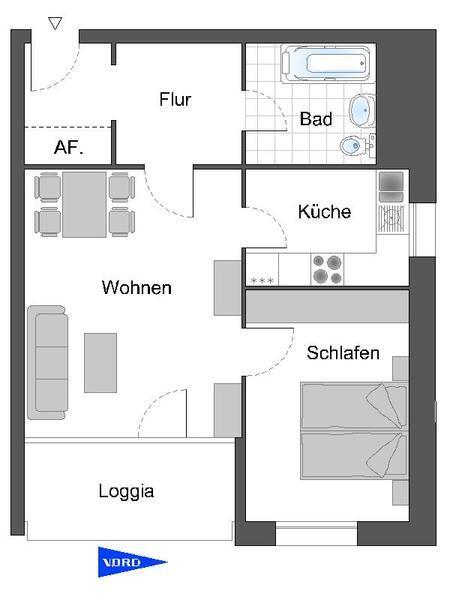Alles neu !! 2 Zimmer-Wohnung mit viel Stellplatz, separater Küche und großem Balkon! Nur mit WBS! zimmer