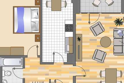 Wohnung Düsseldorf Hassels - 2 Zimmer, 59 m&sup2;, 719&euro; | Angebot:26890054