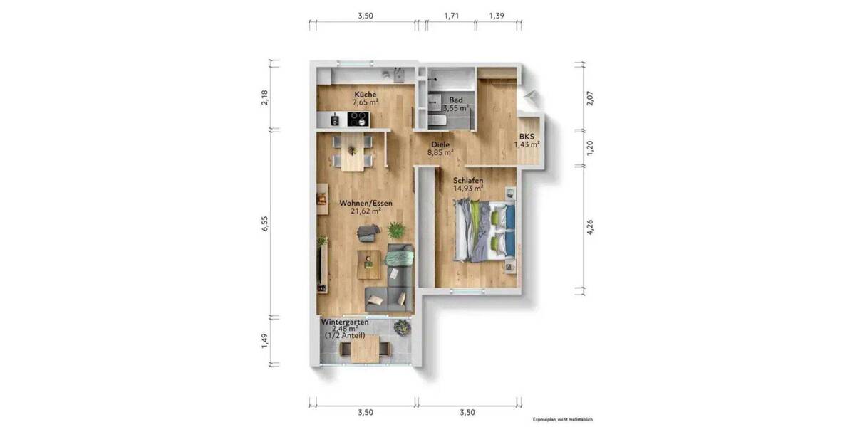 Etagenwohnung Monheim - 2 Zimmer, 63 m&sup2;, 850&euro; | Angebot:26926676