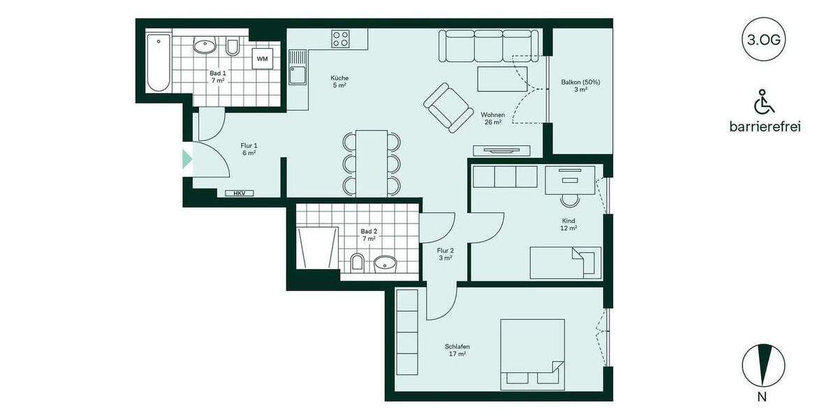 Etagenwohnung Düsseldorf Benrath - 3 Zimmer, 87 m&sup2;, 555.900&euro; | Angebot:25969990