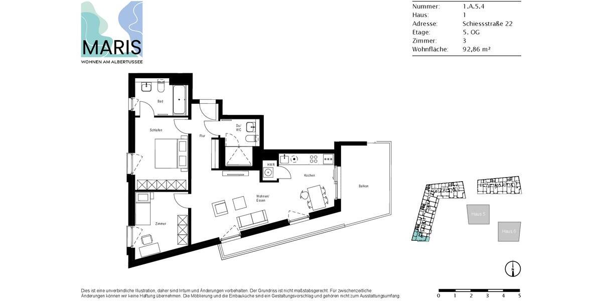 Dachgeschoßwohnung Düsseldorf Heerdt - 3 Zimmer, 93 m&sup2;, 1.486&euro; | Angebot:24441628