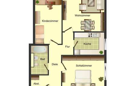 Wohnung Köln Ostheim - 3 Zimmer, 76 m&sup2;, 992&euro; | Angebot:27669129