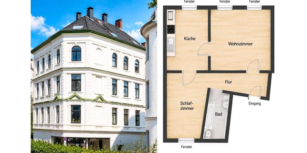 Etagenwohnung Wuppertal Lichtenplatz - 2 Zimmer, 54 m&sup2;, 496&euro; | Angebot:27603296