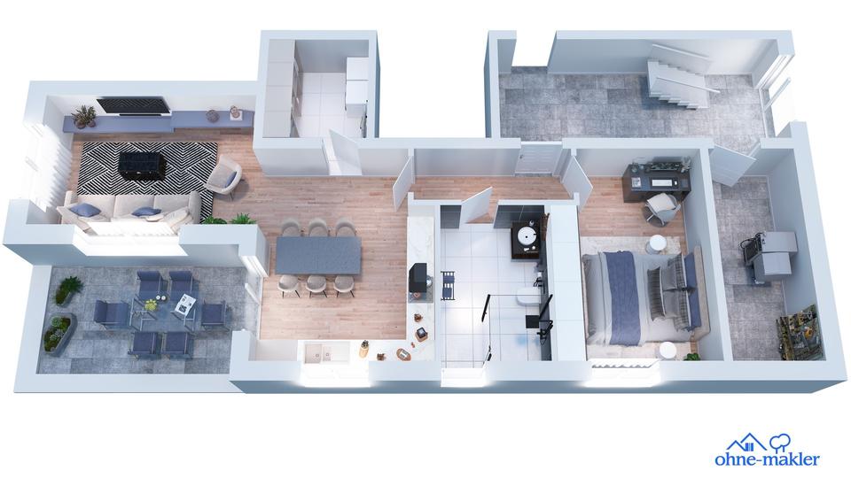 Erdgeschoßwohnung Leverkusen Schlebusch - 2 Zimmer, 77 m&sup2;, 1.230&euro; | Angebot:24815484