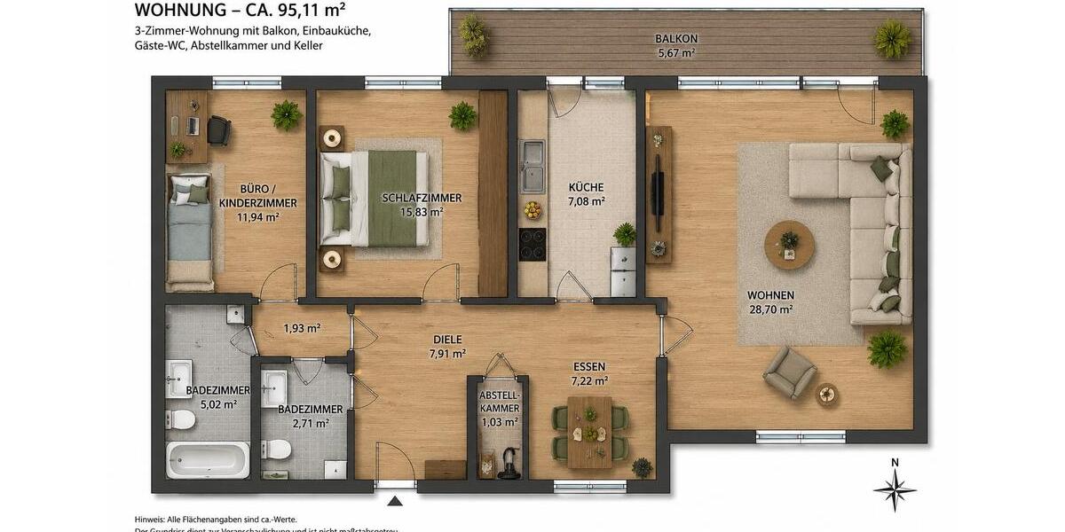 Etagenwohnung Köln Mülheim - 3 Zimmer, 95 m&sup2;, 1.795&euro; | Angebot:26665417