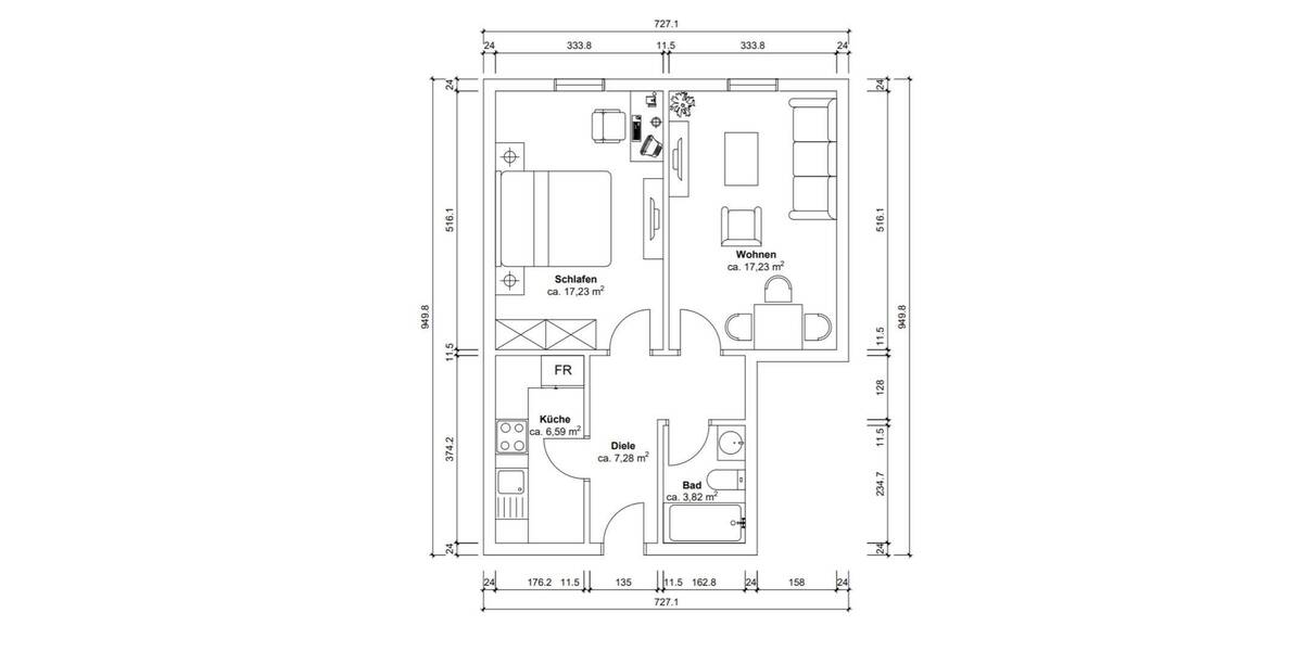 Etagenwohnung Essen Rüttenscheid - 2 Zimmer, 53 m&sup2;, 189.000&euro; | Angebot:26932118