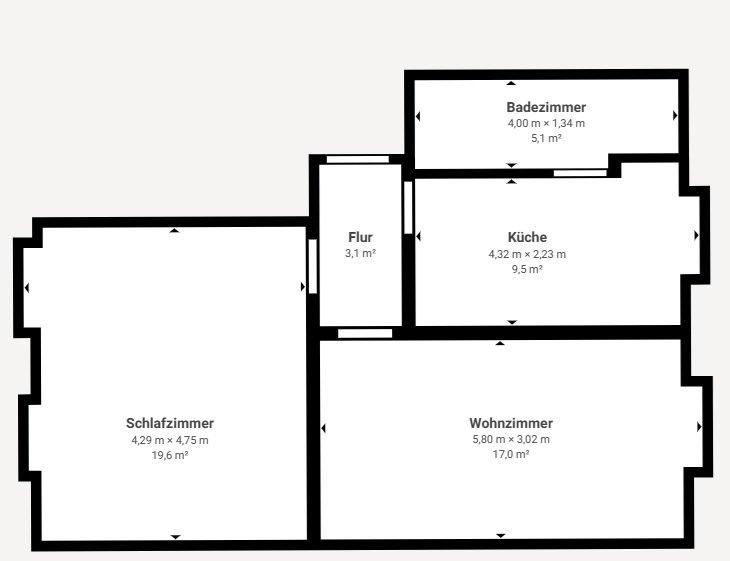 Etagenwohnung Wuppertal Gemarkung Nächstebreck - 2 Zimmer, 55 m&sup2;, 441&euro; | Angebot:26131006