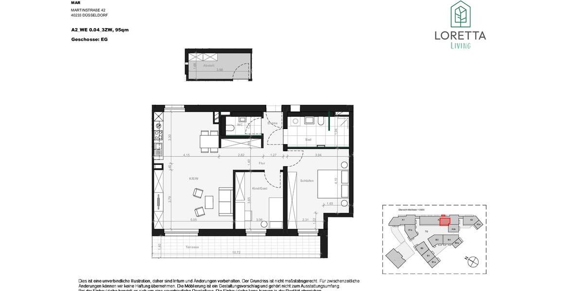 Erdgeschoßwohnung Düsseldorf Stadtbezirk 3 - 3 Zimmer, 95 m&sup2;, 1.750&euro; | Angebot:24877977