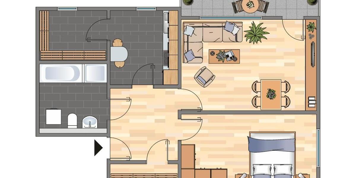 Erdgeschoßwohnung Velbert Velbert-Mitte - 2 Zimmer, 63 m&sup2;, 479&euro; | Angebot:25644836