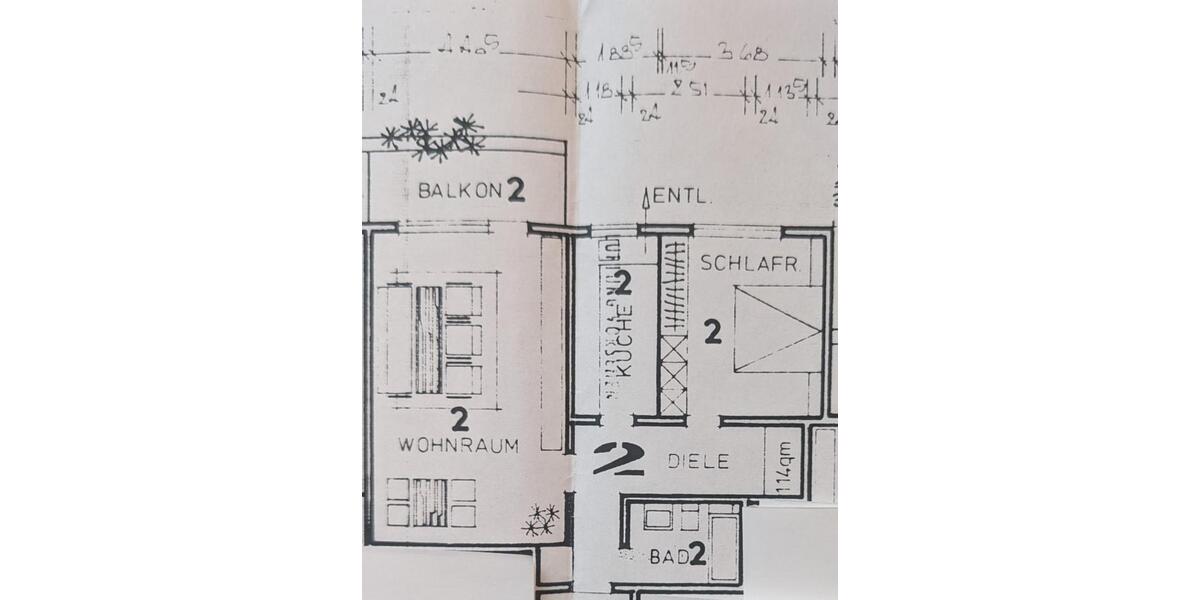 Hochparterre Leverkusen Bürrig - 2 Zimmer, 72 m&sup2;, 215.000&euro; | Angebot:24574886