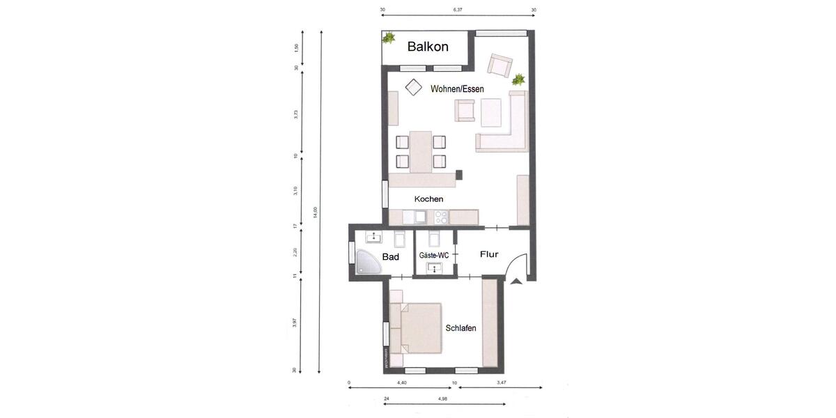 Etagenwohnung Bergisch Gladbach Alt-Frankenforst - 2 Zimmer, 82 m&sup2;, 1.189&euro; | Angebot:25894289