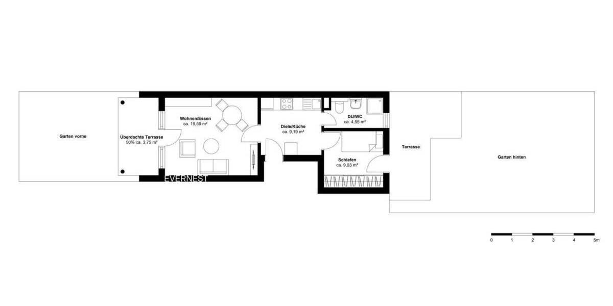 Terrassenwohnung Leverkusen Quettingen - 2 Zimmer, 45 m&sup2;, 185.000&euro; | Angebot:26627776