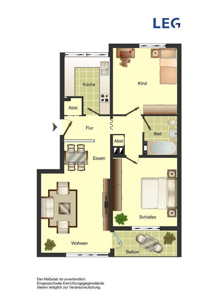 Wohnung zum Mieten in Köln 820 € 67.05 m² 3.5 zimmer
