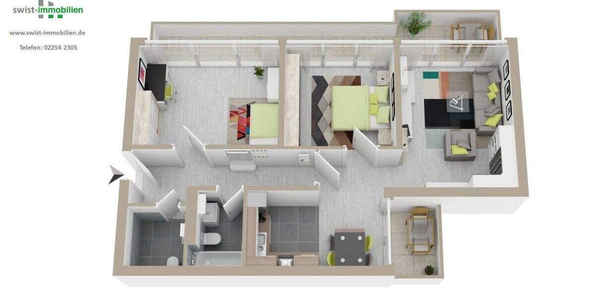 Etagenwohnung Köln / Poll Poll - 3 Zimmer, 79 m&sup2;, 265.000&euro; | Angebot:24460547