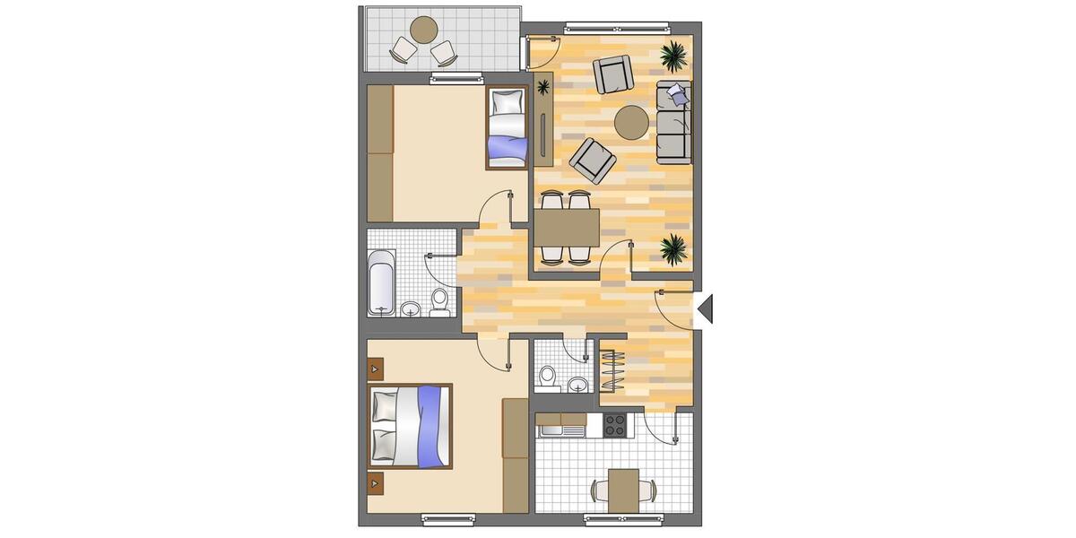 Etagenwohnung Ratingen Tiefenbroich - 3 Zimmer, 79 m&sup2;, 856&euro; | Angebot:26184251