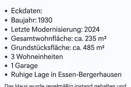 Mehrfamilienhaus mit 3 Wohneinheiten in Essen-Bergerhausen-
