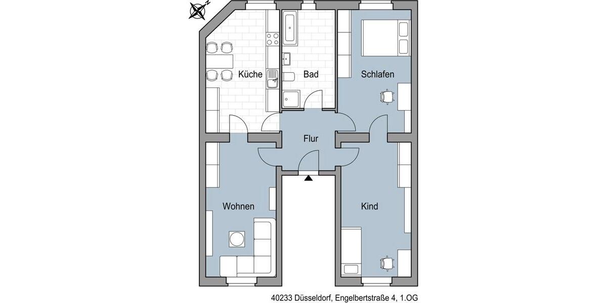 Etagenwohnung Düsseldorf Flingern Süd - 3 Zimmer, 82 m&sup2;, 979&euro; | Angebot:24808171