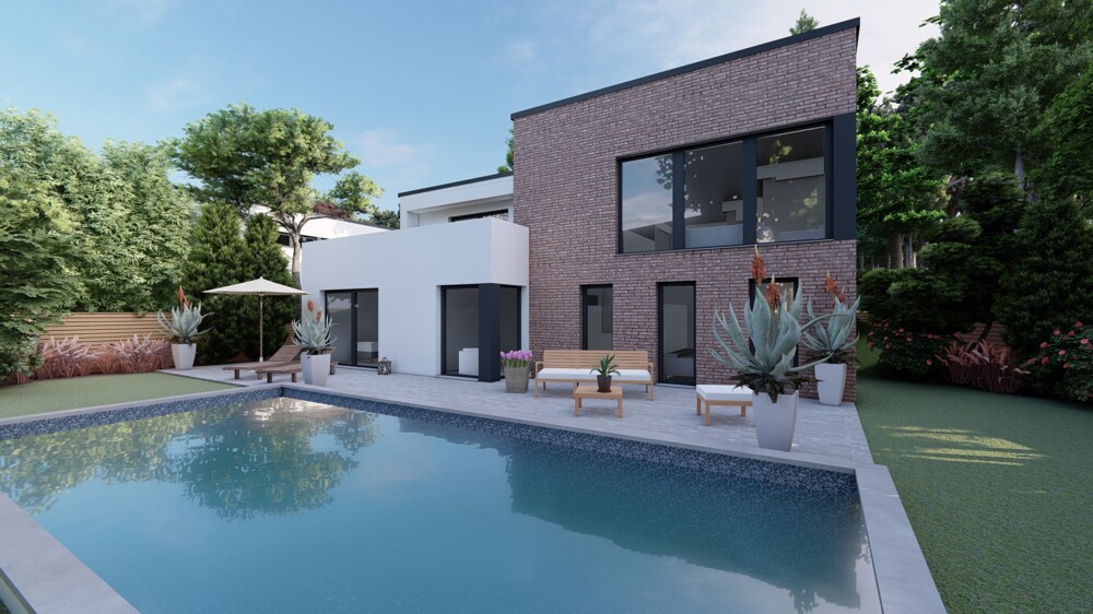 Architektenvilla am Waldrand - Bauhausbungalow mit Dachterrasse, Doppelgarage und exklusiver Privatsphäre - Villa Bensberg Bensberg | Angebot:27671361