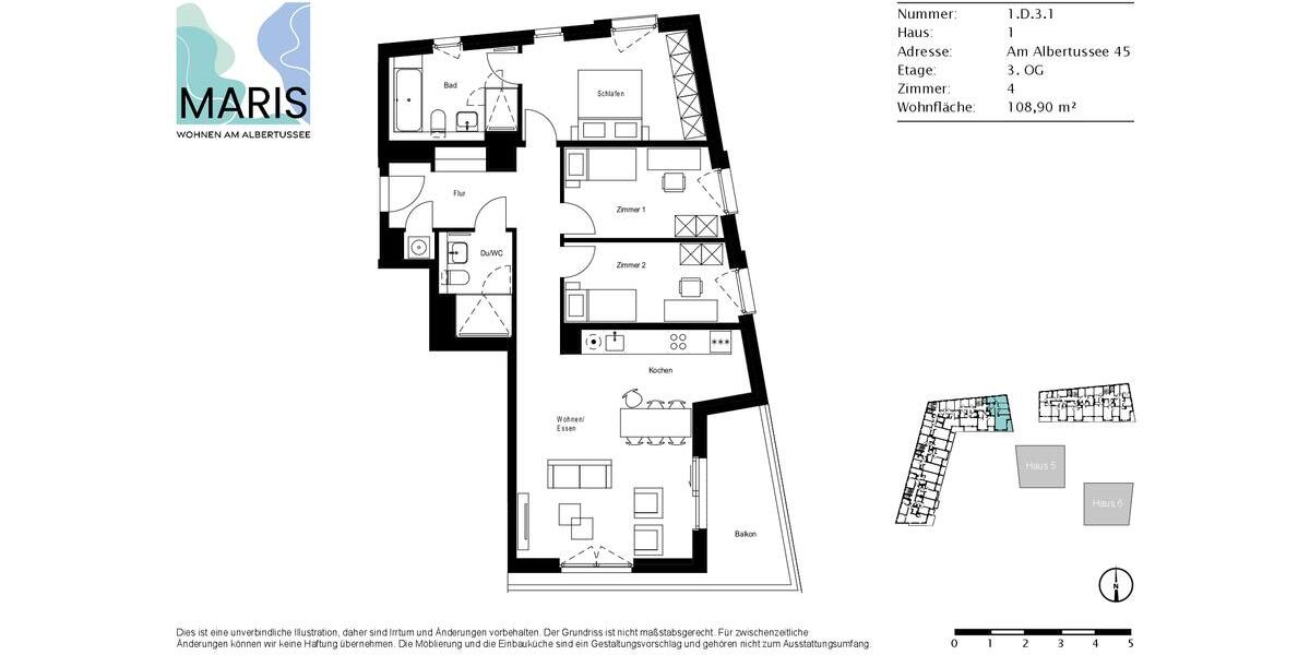 Etagenwohnung Düsseldorf Heerdt - 4 Zimmer, 109 m&sup2;, 1.743&euro; | Angebot:23473295