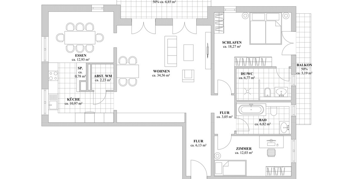 Etagenwohnung Düsseldorf Heerdt - 4 Zimmer, 116 m&sup2;, 699.000&euro; | Angebot:23651868