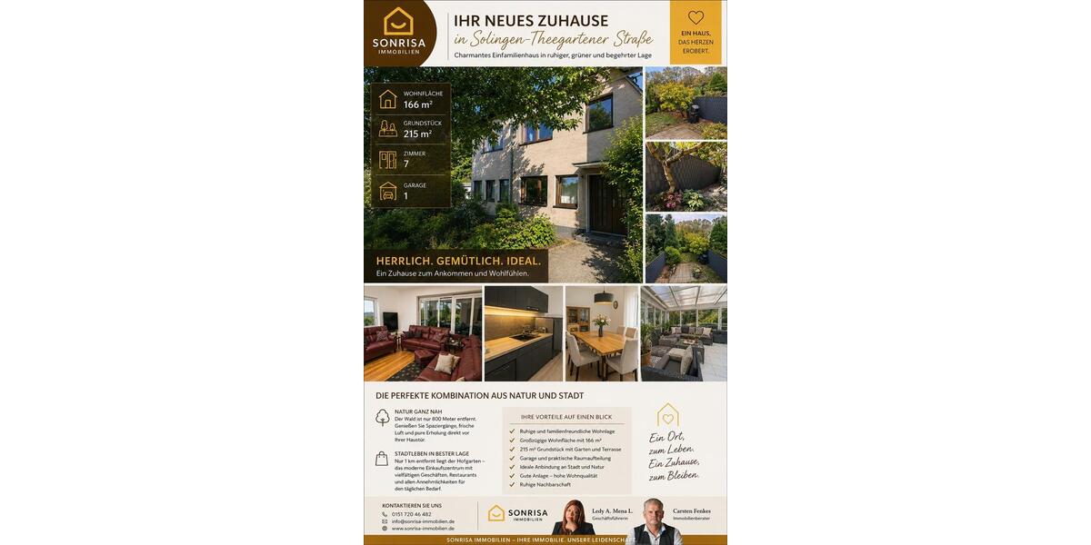 Reihenhaus Solingen - 7 Zimmer, 163 m&sup2;, 495.000&euro; | Angebot:27233569
