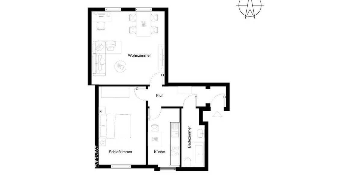 Etagenwohnung Essen Rüttenscheid - 2 Zimmer, 60 m&sup2;, 219.000&euro; | Angebot:25687089