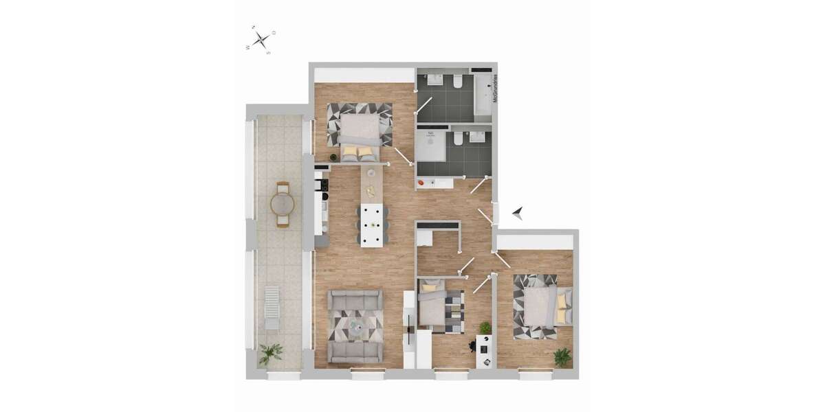 Etagenwohnung Dormagen Sankt Peter - 4 Zimmer, 103 m&sup2;, 1.253&euro; | Angebot:26613247