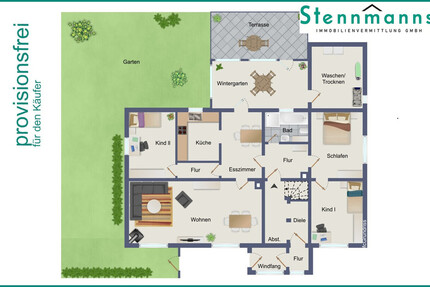5 ZIMMER-EIGENTUMSWOHNUNG MIT GARAGE, WINTERGARTEN & GARTENNUTZUNG AM ZENTRUM VON RADEVORMWALD, PROV - Wohnung Radevormwald | Angebot:27302540