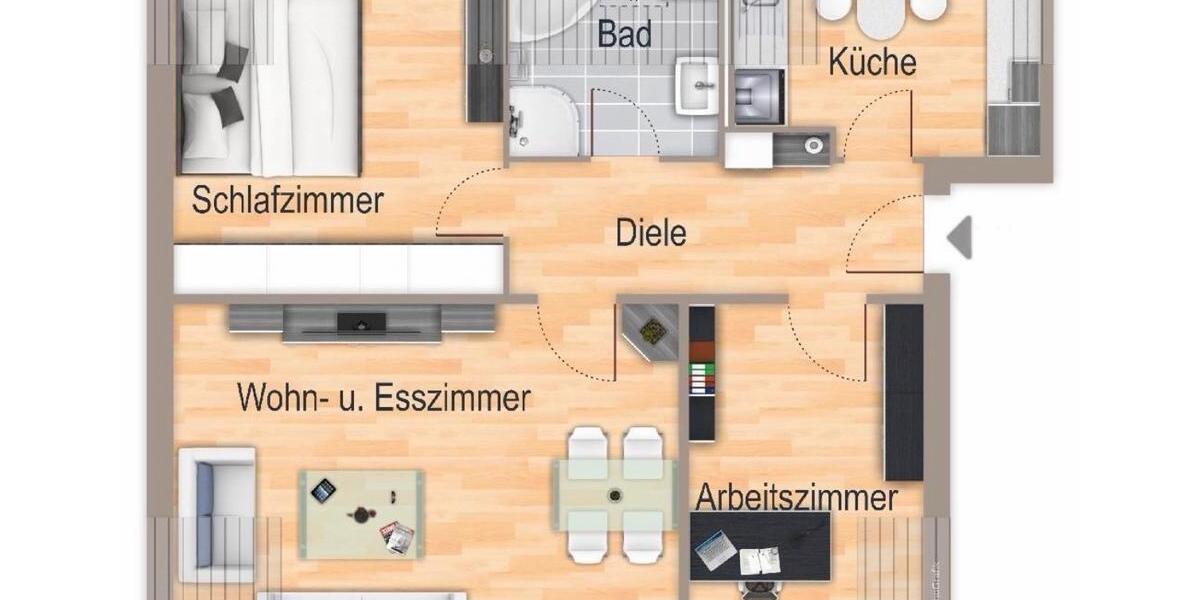 Dachgeschoßwohnung Leverkusen Bürrig - 3 Zimmer, 68 m&sup2;, 890&euro; | Angebot:27554970