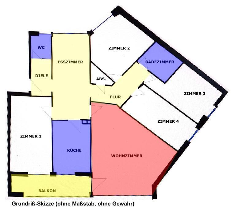 Großzügige 6-Zimmer Wohnung mit Balkon und Gartenmitbenutzung, ruhige und grüne Wohnlage, kleine Eigentümergemeinschaft 6 zimmer