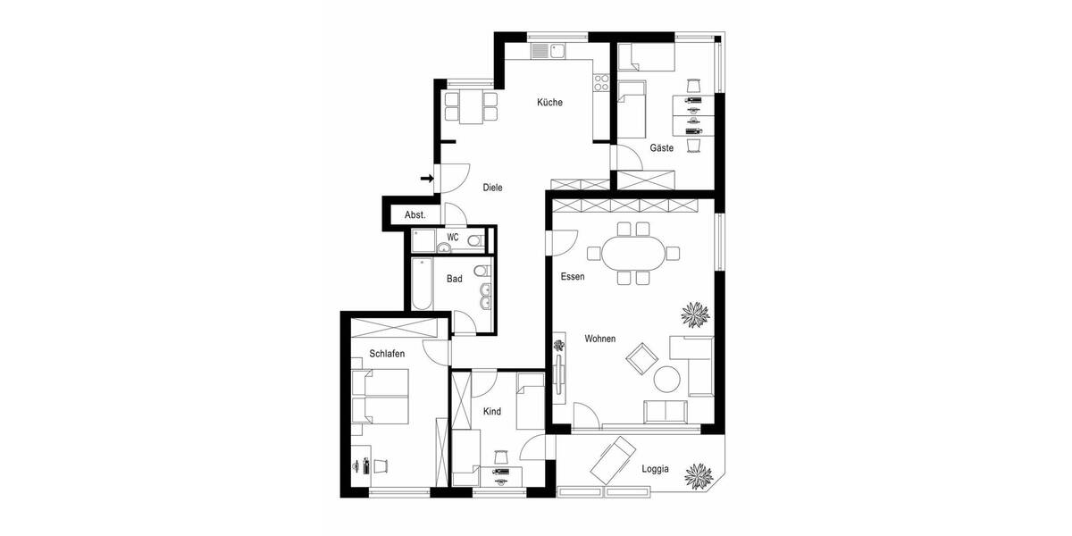 Etagenwohnung Neuss Gnadental - 4 Zimmer, 140 m&sup2;, 1.550&euro; | Angebot:26616356