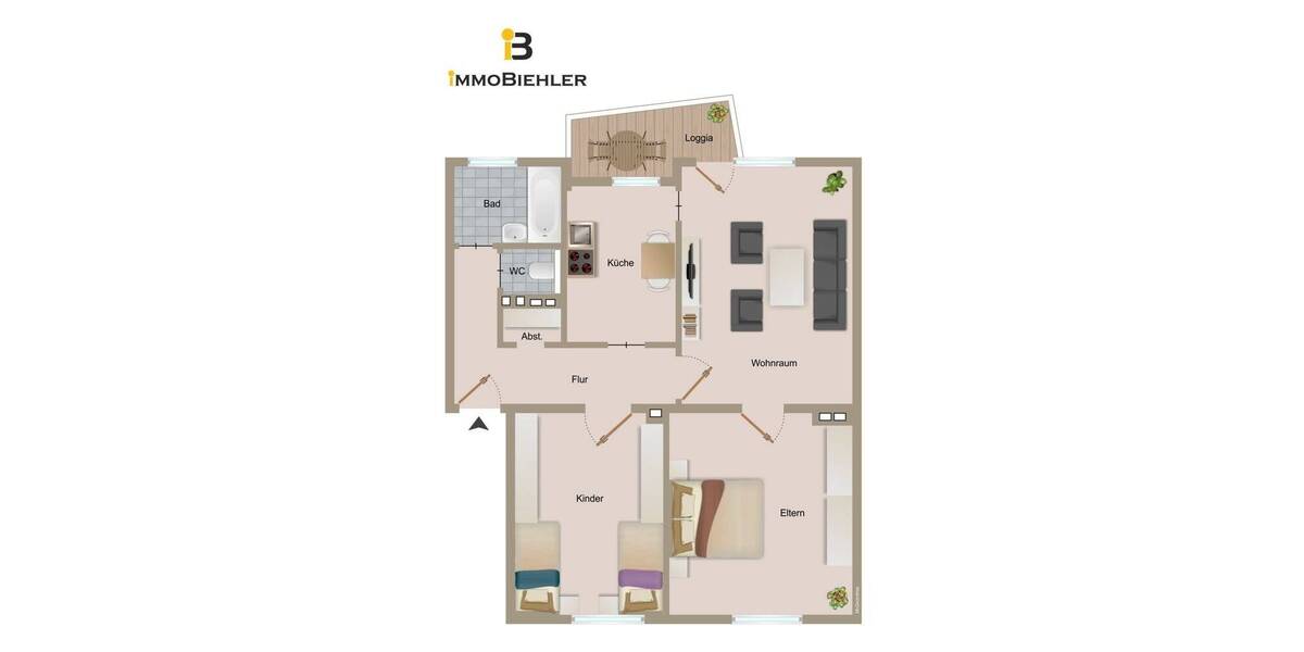 Etagenwohnung Köln Buchheim - 3 Zimmer, 68 m&sup2;, 229.000&euro; | Angebot:25727705