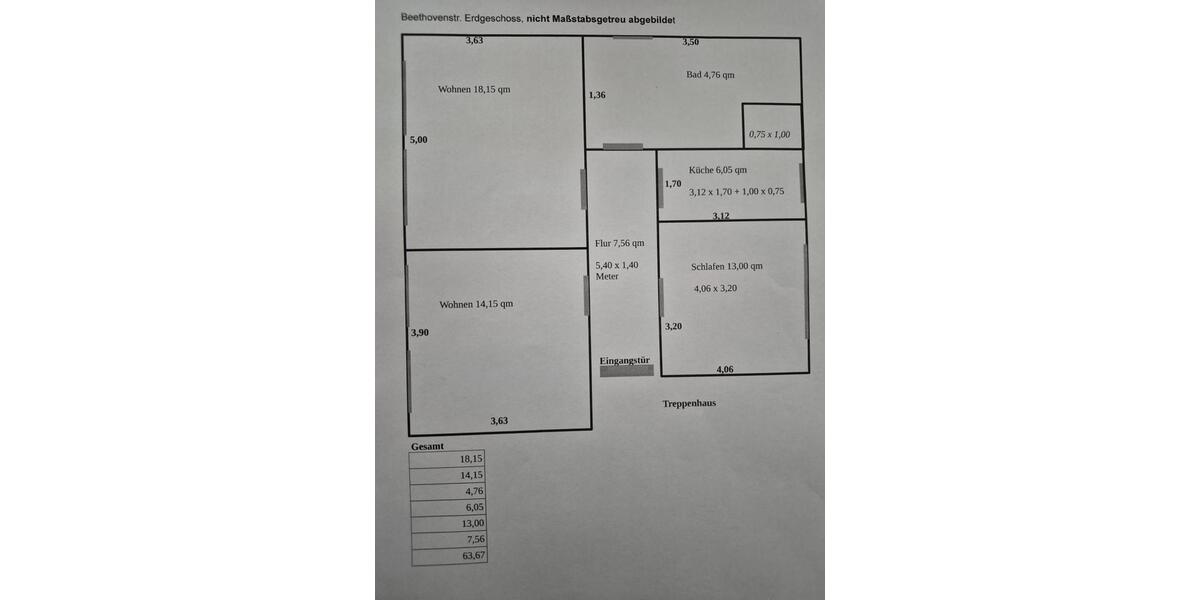 Erdgeschoßwohnung Solingen Mitte - 3 Zimmer, 64 m&sup2;, 520&euro; | Angebot:27621009