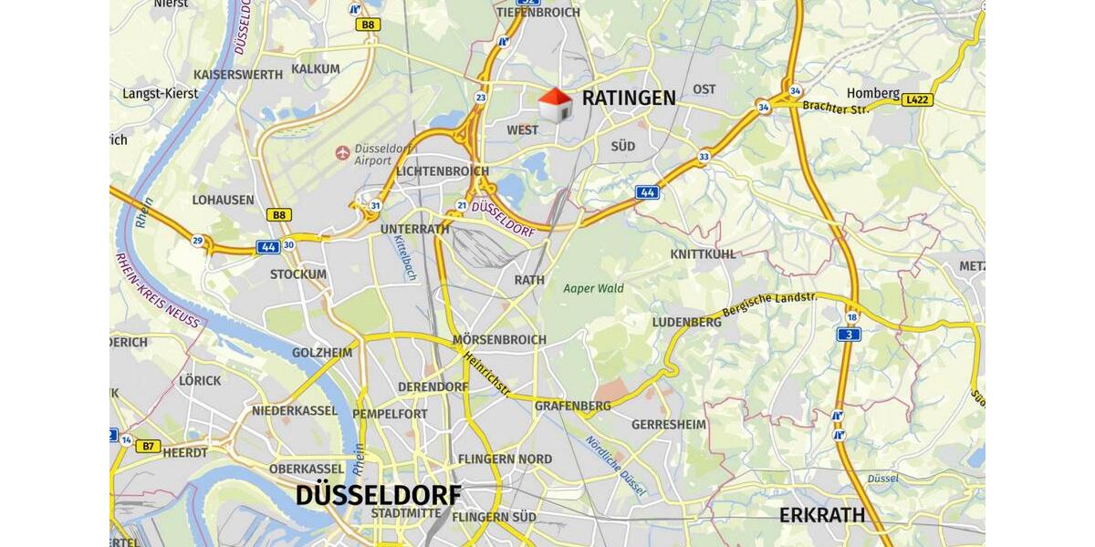 Etagenwohnung Ratingen Tiefenbroich - 1 Zimmer, 46 m&sup2;, 700&euro; | Angebot:23766728