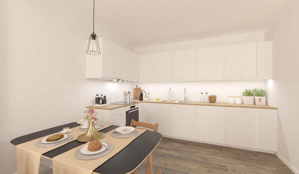 Bezugsfertige, moderne Wohnung mit Gartenparzellen